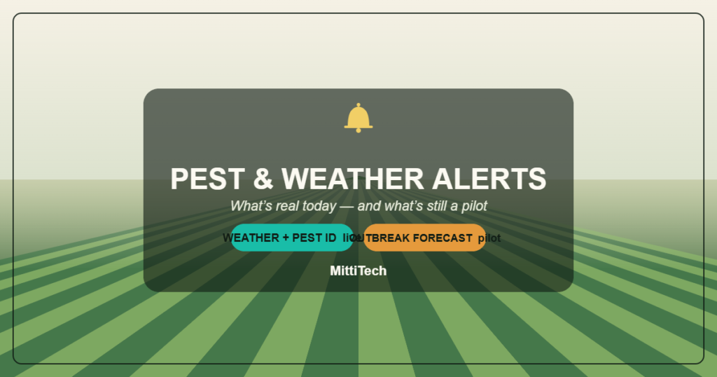 AI pest and weather outbreak alerts in India: weather and pest ID usable today, outbreak forecast still a pilot